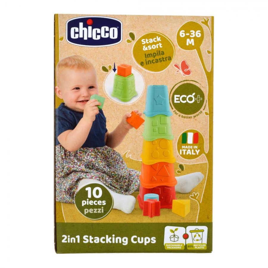 Chicco Stack Cups ECO+, Tazze Impilabili per Bambini 6-36 Mesi